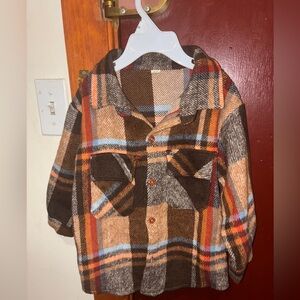 Toddler Plaid Kids Shirt - Brown and Blues